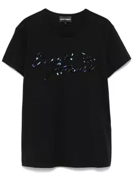 Футболка с вышитым логотипом Emporio Armani, черный