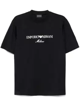 Футболка с вышитым логотипом Emporio Armani, черный