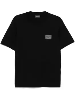Футболка с вышитым логотипом Emporio Armani, черный