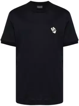 Футболка с вышитым логотипом EMPORIO ARMANI, черный