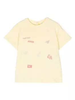 Футболка с вышитым логотипом Emporio Armani Kids, желтый