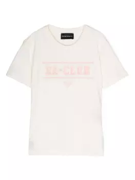 Футболка с вышитым логотипом Emporio Armani Kids, бежевый