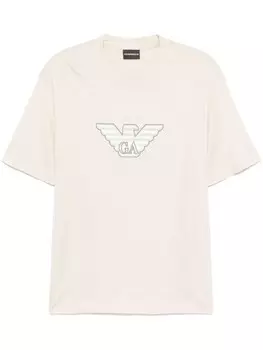 Футболка с вышитым логотипом Emporio Armani, нейтральный