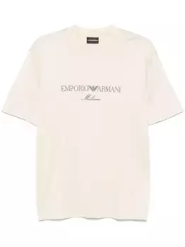 Футболка с вышитым логотипом EMPORIO ARMANI, нейтральный
