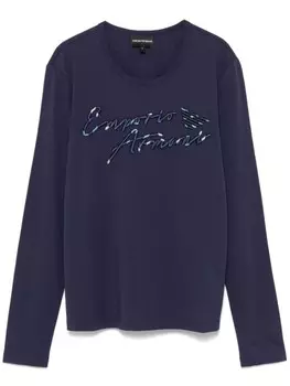 Футболка с вышитым логотипом Emporio Armani, синий
