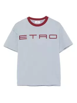 Футболка с вышитым логотипом ETRO KIDS, синий