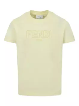 Футболка с вышитым логотипом Fendi Kids, желтый