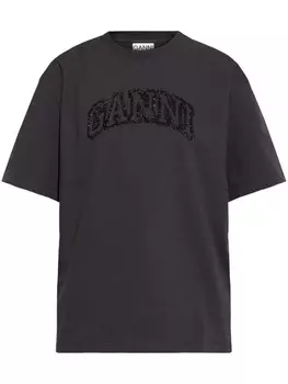 Футболка с вышитым логотипом GANNI, серый