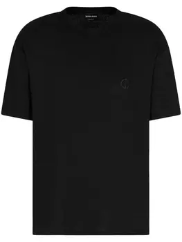 Футболка с вышитым логотипом Giorgio Armani, черный