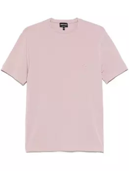 Футболка с вышитым логотипом Giorgio Armani, розовый