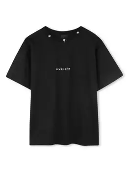 Футболка с вышитым логотипом Givenchy Kids, черный