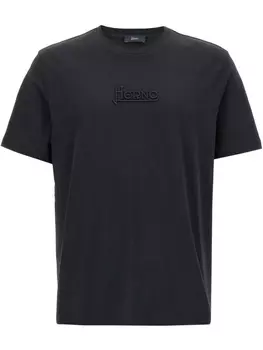 Футболка с вышитым логотипом Herno, синий