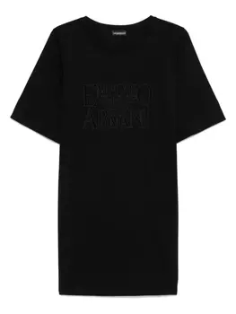 Футболка с вышитым логотипом и платьем Emporio Armani, черный