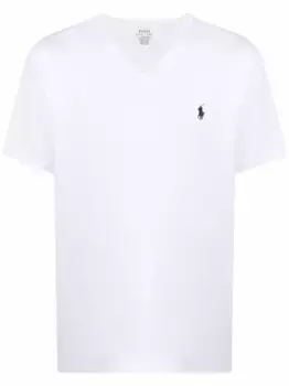 Футболка с вышитым логотипом и V-образным вырезом POLO RALPH LAUREN, белый
