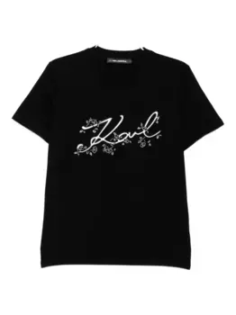 Футболка с вышитым логотипом KARL LAGERFELD, черный