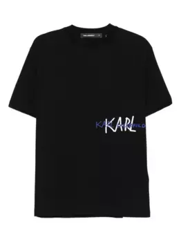 Футболка с вышитым логотипом KARL LAGERFELD, черный