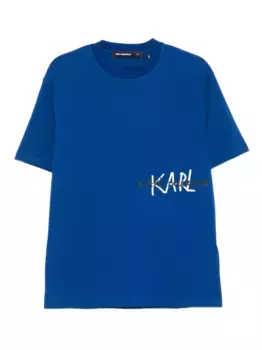 Футболка с вышитым логотипом KARL LAGERFELD, синий