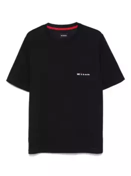Футболка с вышитым логотипом Kiton, черный