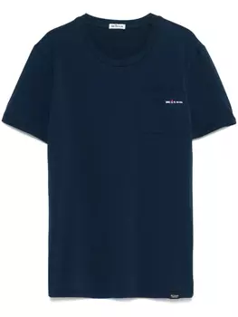 Футболка с вышитым логотипом Kiton, синий