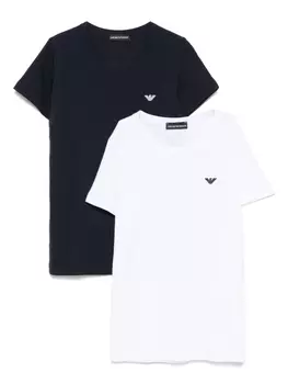 Футболка с вышитым логотипом (комплект из двух штук) Emporio Armani Kids, синий