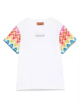 Футболка с вышитым логотипом Missoni Kids, белый