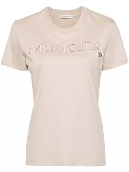 Футболка с вышитым логотипом Moncler, бежевый