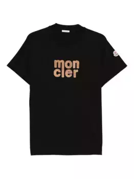 Футболка с вышитым логотипом MONCLER, черный