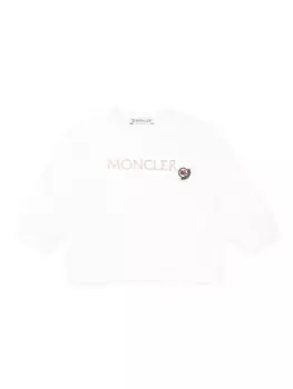 Футболка с вышитым логотипом Moncler Enfant, белый