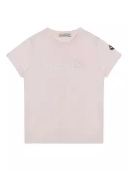 Футболка с вышитым логотипом Moncler Enfant, розовый
