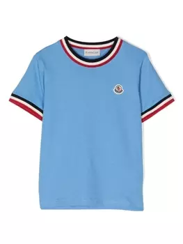 Футболка с вышитым логотипом Moncler Enfant, синий
