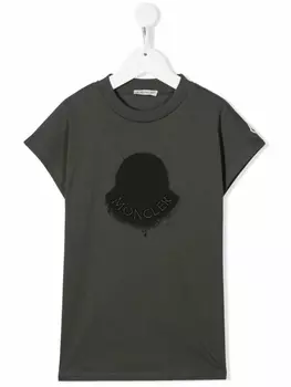 Футболка с вышитым логотипом Moncler Enfant, зеленый