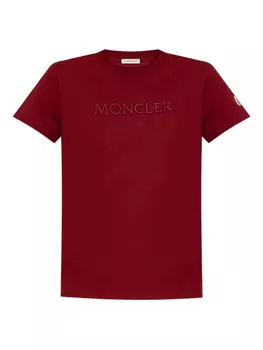 Футболка с вышитым логотипом Moncler, красный