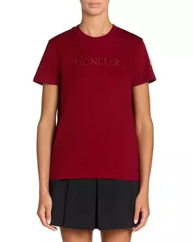 Футболка с вышитым логотипом Moncler, красный