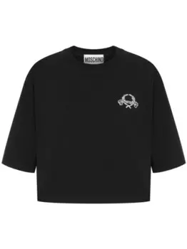 Футболка с вышитым логотипом Moschino, черный