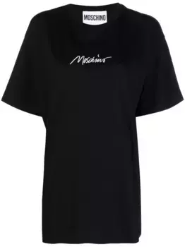 Футболка с вышитым логотипом Moschino, черный