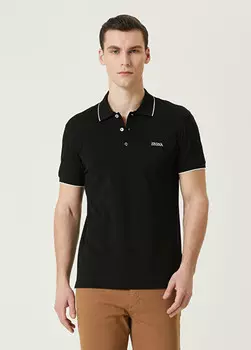 Футболка с вышитым логотипом на воротнике-поло Zegna, черный