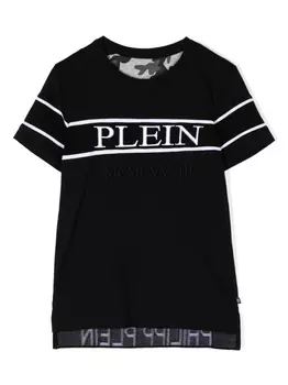 Футболка с вышитым логотипом Philipp Plein Junior, черный