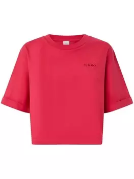 Футболка с вышитым логотипом PINKO, розовый
