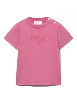 Футболка с вышитым логотипом PUCCI Junior, розовый