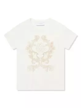 Футболка с вышитым логотипом Roberto Cavalli Junior, белый