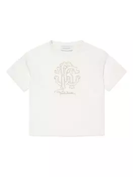 Футболка с вышитым логотипом Roberto Cavalli Junior, белый