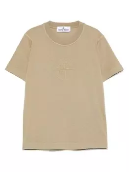 Футболка с вышитым логотипом Stone Island Junior, нейтральный