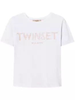 Футболка с вышитым логотипом TWINSET, белый