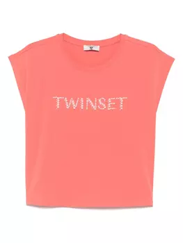 Футболка с вышитым логотипом TWINSET, розовый