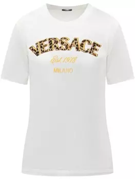 Футболка с вышитым логотипом Versace, белый