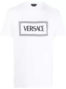 Футболка с вышитым логотипом VERSACE, белый