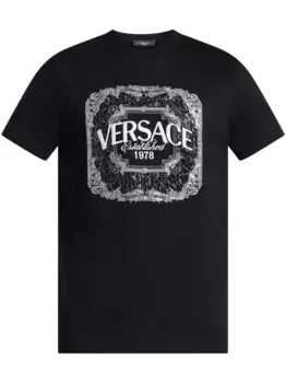 Футболка с вышитым логотипом VERSACE, черный