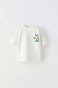 Футболка с вышитым лозунгом ZARA, белый