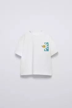 Футболка с вышитым лозунгом ZARA, белый