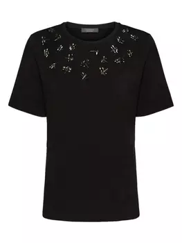 Футболка с вышитым мотивом ELENA MIRO`, черный